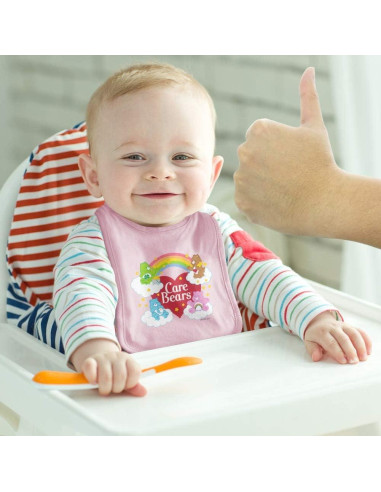 Babero de bebé Care Bears rosa 100% algodón con cierre
