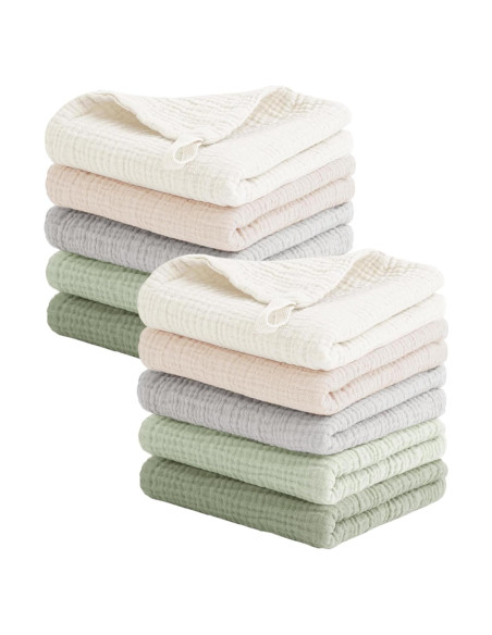 Toallitas de Muselina para Bebés Konssy - 10 Unidades 100% Algodón