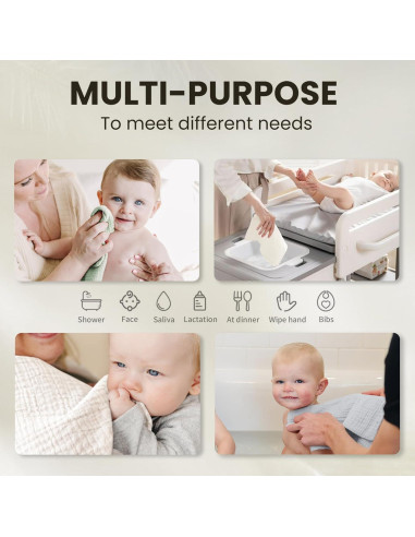 Toallitas de Muselina para Bebés Konssy - 10 Unidades 100% Algodón