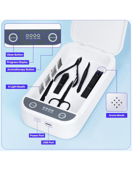 Caja de Esterilización UV Shmian para Herramientas de Uñas 18x22cm