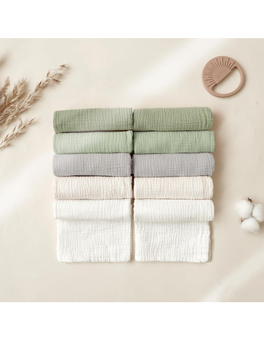 Toallitas de Muselina para Bebés Konssy - 10 Unidades 100% Algodón