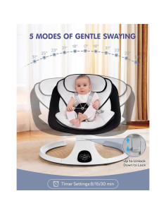Columpio Eléctrico para Bebés JUITOY 5 Velocidades 3 Posiciones 2