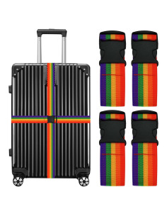 Correas de Equipaje Leehoom RB4 Ajustables 4 Paquete Arcoíris