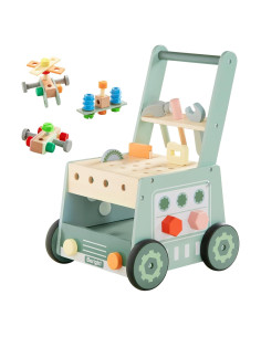 Andador de Madera Beright 2 en 1 para Bebés Verde