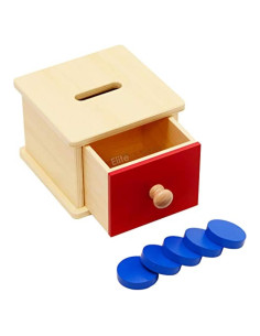 Caja de Monedas Montessori Elite con 5 Monedas de Madera
