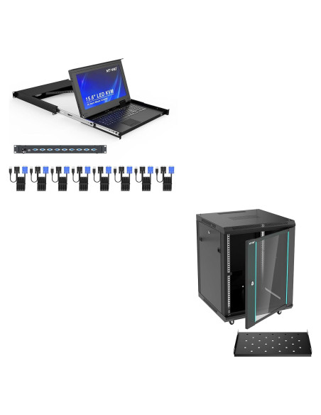 Consola KVM LCD 8 Puertos VGA MT-VIKI + Gabinete Rack 12U