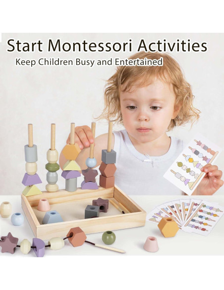 Juguetes Montessori Vanplay - Cuentas de Enhebrar y Bloques 16x4x22 cm