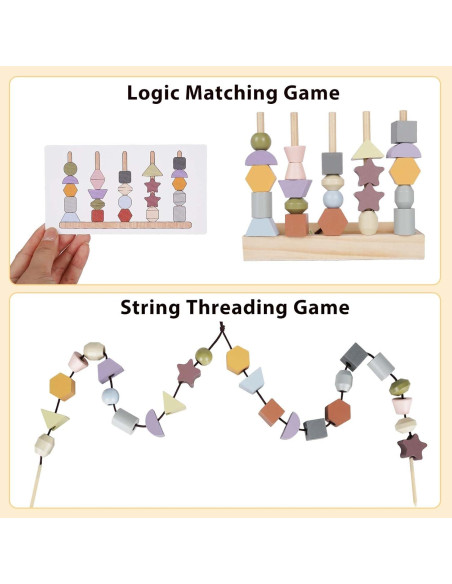 Juguetes Montessori Vanplay - Cuentas de Enhebrar y Bloques 16x4x22 cm