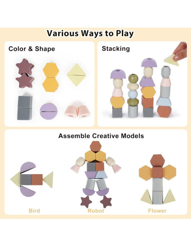 Juguetes Montessori Vanplay - Cuentas de Enhebrar y Bloques 16x4x22 cm