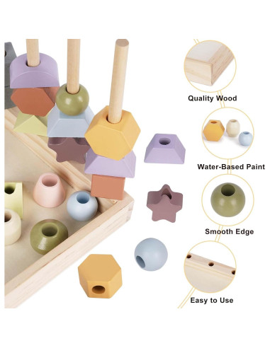 Juguetes Montessori Vanplay - Cuentas de Enhebrar y Bloques 16x4x22 cm