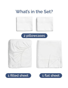 Juego de Sábanas de Bambú CGK Completo 100% Rayón Blanco 2