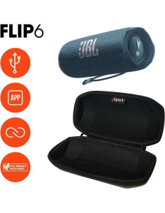 Altavoz Portátil JBL Flip 6 Impermeable + Funda Carbono Azul 2