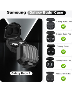 Funda de Carbono RFUNGUANGO para Galaxy Buds 2 Pro/Live/FE - Negro 2
