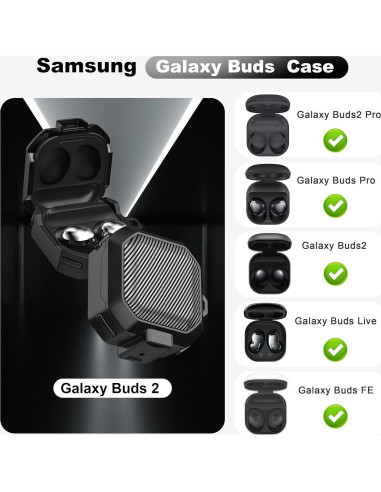 Funda de Carbono RFUNGUANGO para Galaxy Buds 2 Pro/Live/FE - Negro