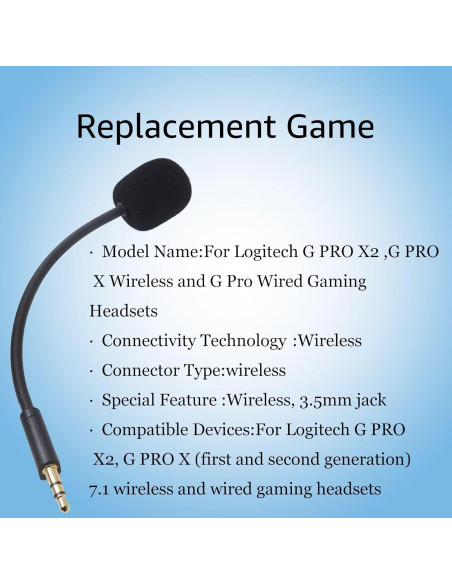 Micrófono de Reemplazo YYU para Auriculares Logitech G PRO X2/X1