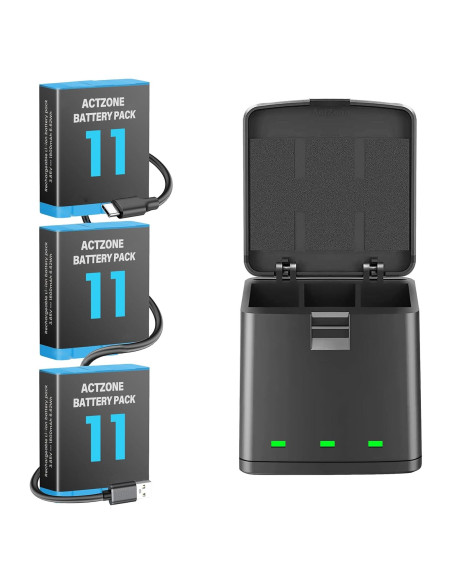 Paquete de 3 Baterías 1800mAh + Cargador USB-C GoPro Hero 11/10/9 Paquete de 3 Baterías 1800mAh + Cargador USB-C GoPro Hero 11/10/9