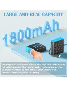 Paquete de 3 Baterías 1800mAh + Cargador USB-C GoPro Hero 11/10/9 2