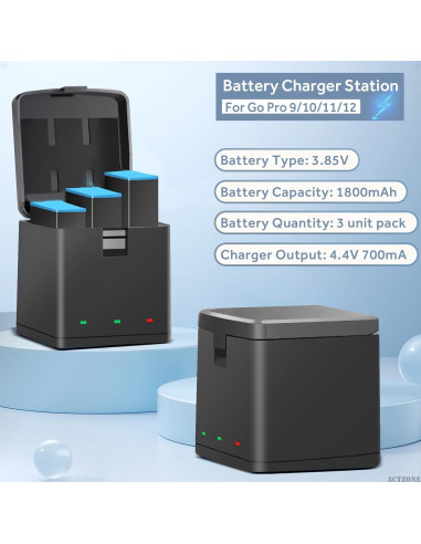 Paquete de 3 Baterías 1800mAh + Cargador USB-C GoPro Hero 11/10/9
