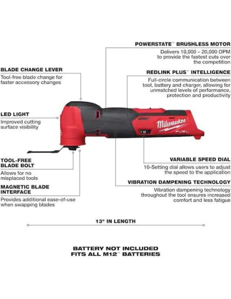 Kit Herramienta Oscilante Inalámbrica Milwaukee M12 FUEL 12V