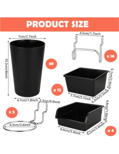 21 Accesorios para Tablero Perforado WOPPLXY - Ganchos y Contenedores 2