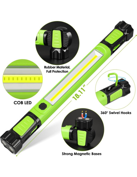 Luz de Trabajo LED Ropelux 2500LM Recargable Magnética Verde