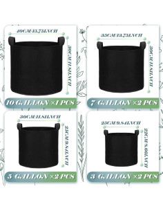 Hoolerry 7 Bolsas de Cultivo Negras de Tela 3 a 10 Galones 2