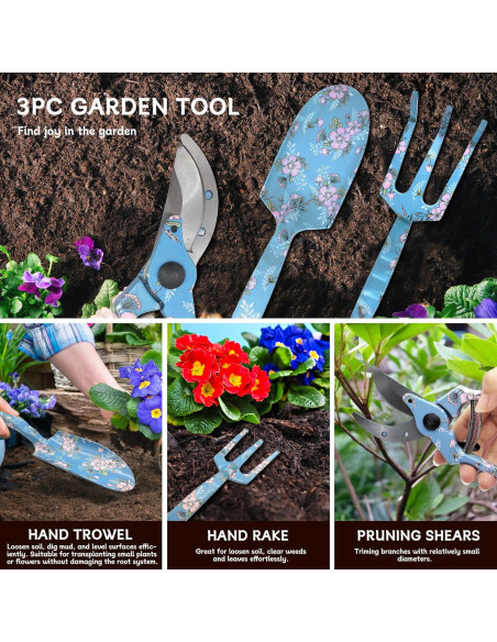 Juego de Herramientas de Jardín 3 Piezas Evertools - Aluminio Ergonómico