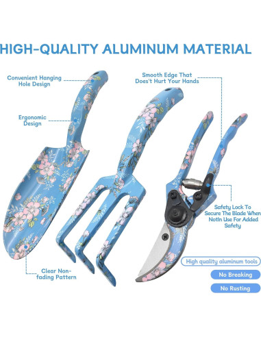Juego de Herramientas de Jardín 3 Piezas Evertools - Aluminio Ergonómico