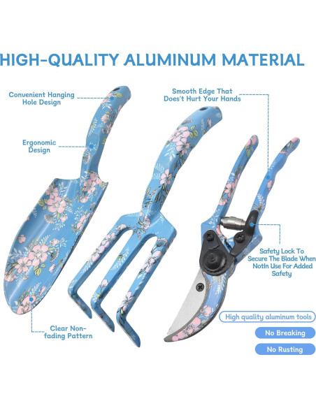 Juego de Herramientas de Jardín 3 Piezas Evertools - Aluminio Ergonómico