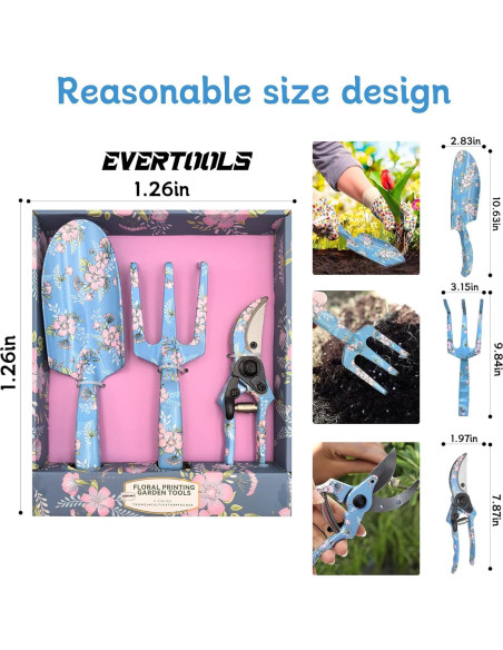 Juego de Herramientas de Jardín 3 Piezas Evertools - Aluminio Ergonómico