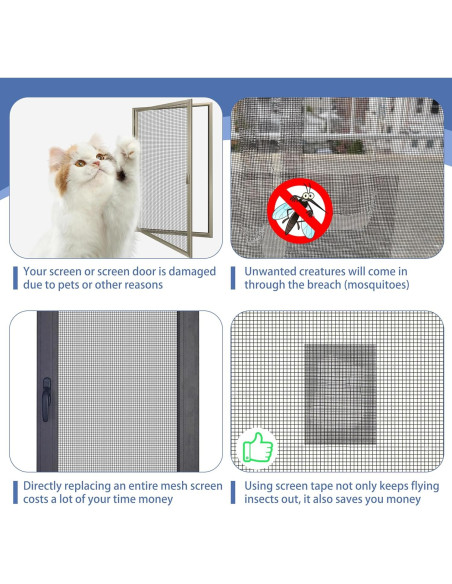 Kit de Reparación de Pantallas MoHern 5 cm x 15 m Adhesivo Fuerte