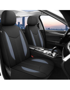 Funda de Asiento de Coche Impermeable CAROMOP Juego Completo Negro/Gris 2