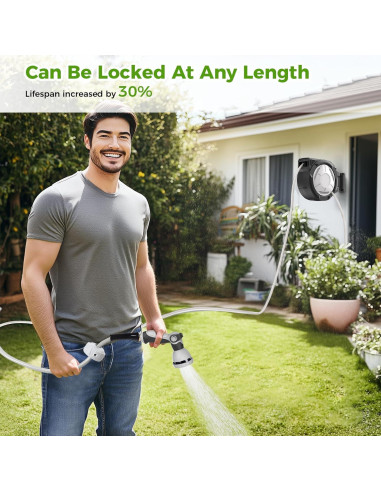 Carrete de Manguera de Jardín ITEFDTUTNE 30.48m Automático