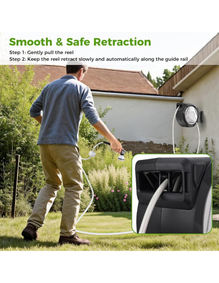 Carrete de Manguera de Jardín ITEFDTUTNE 30.48m Automático