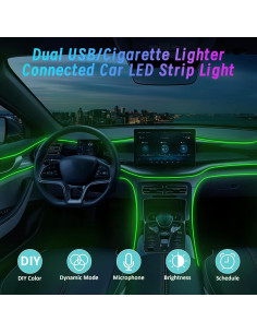 Luces LED de tira HUNGRU 5 en 1 para interiores de coche 599 cm 2