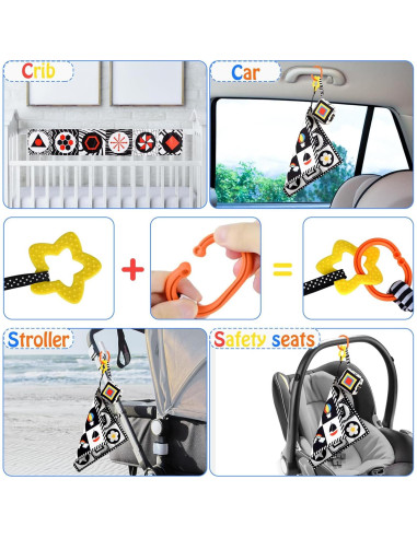 Juguetes Sensoriales para Bebés SAMMAS 3 Pcs Blanco y Negro