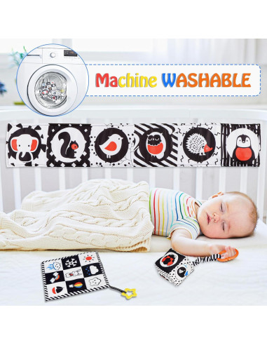 Juguetes Sensoriales para Bebés SAMMAS 3 Pcs Blanco y Negro