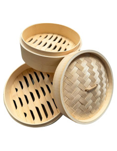 Juego de Cestas de Vapor de Bambú 2 Niveles THY 17,78 cm