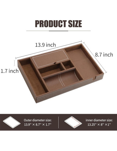 Bandeja de Cuero SANZIE con Cargador Inalámbrico Grande