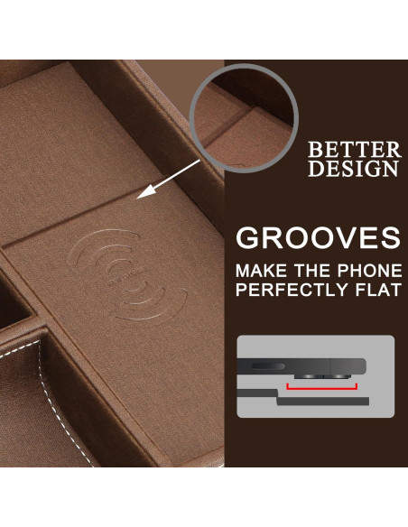 Bandeja de Cuero SANZIE con Cargador Inalámbrico Grande