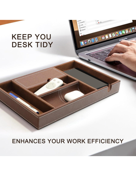 Bandeja de Cuero SANZIE con Cargador Inalámbrico Grande