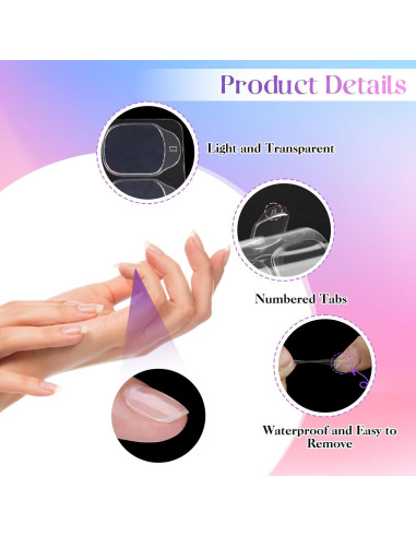 Pestañas Adhesivas para Uñas KBPNO 600 Pcs 15 Tamaños Ultra Finas