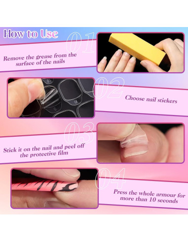 Pestañas Adhesivas para Uñas KBPNO 600 Pcs 15 Tamaños Ultra Finas