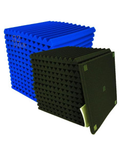 Pack 52 Paneles Acústicos Espuma Aislante 30x30 cm - 24 Azul + 24 Negro