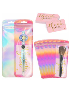 200 Pcs Bolsas Holográficas Reutilizables + Tarjetas Agradecimiento