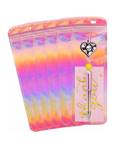 200 Pcs Bolsas Holográficas Reutilizables + Tarjetas Agradecimiento