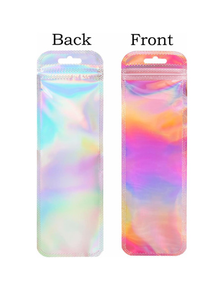 200 Pcs Bolsas Holográficas Reutilizables + Tarjetas Agradecimiento