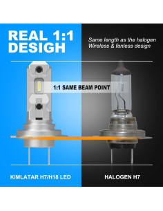 Bombilla LED H7 KIMLATAR 40000 Lúmenes 6500K Paquete de 2 2
