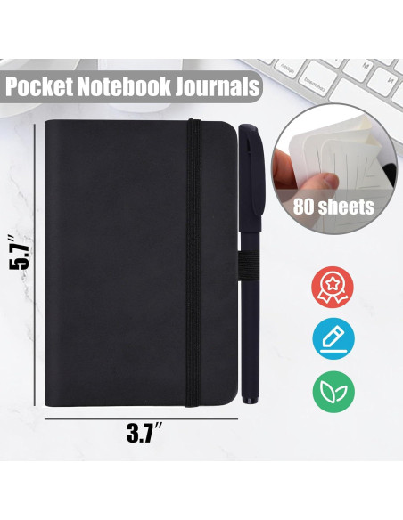 Cuadernos de bolsillo Koogel, 3 paquetes, 160 páginas, negro