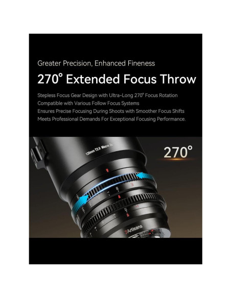 Lente Cine Macro 2X 7artisans 120mm T2.9 Full-Frame Lente Cine Macro 2X 7artisans 120mm T2.9 Full-Frame